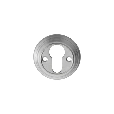 This is an image of a Carlisle Brass - Delamain Euro Profile Escutcheon - Satin Chrome that is availble to order from Trade Door Handles in Kendal.