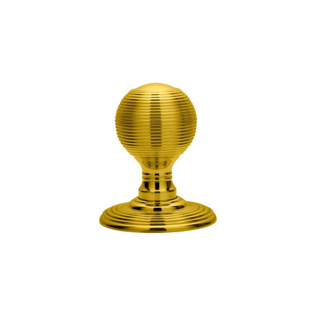 This is an image of a Carlisle Brass - Delamain Reeded Mortice Knobs - Polished Brass that is availble to order from Trade Door Handles in Kendal.