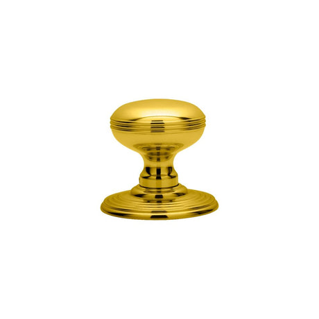 This is an image of a Carlisle Brass - Delamain Ringed Mortice Knobs - Polished Brass that is availble to order from Trade Door Handles in Kendal.