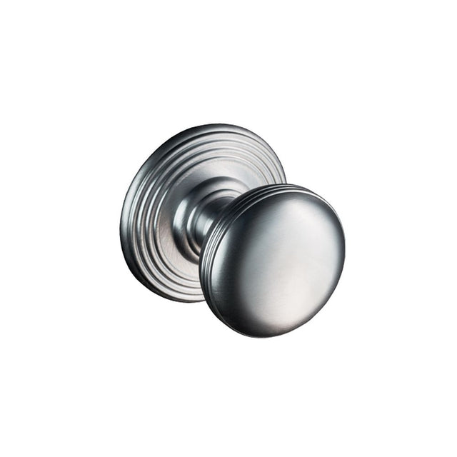 This is an image of a Carlisle Brass - Delamain Ringed Mortice Knobs - Satin Chrome that is availble to order from Trade Door Handles in Kendal.