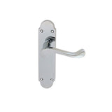 This is an image of a Carlisle Brass - Oakley Lever on Latch Backplate - Polished Chrome that is availble to order from Trade Door Handles in Kendal.