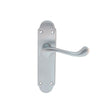 This is an image of a Carlisle Brass - Oakley Lever on Latch Backplate - Satin Chrome that is availble to order from Trade Door Handles in Kendal.