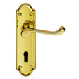 This is an image of a Carlisle Brass - Ashtead Lever on Lock Backplate - PVD that is availble to order from Trade Door Handles in Kendal.