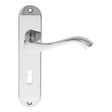 This is an image of a Carlisle Brass - Andros Lever on Lock Backplate - Polished Chrome that is availble to order from Trade Door Handles in Kendal.