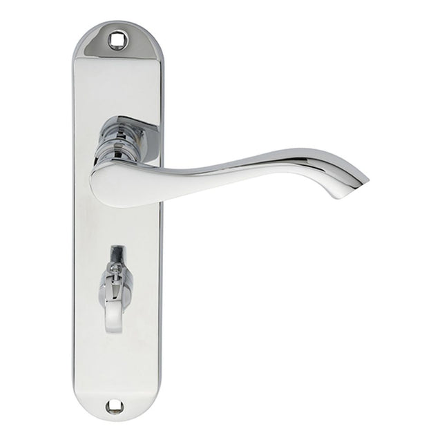 This is an image of a Carlisle Brass - Andros Lever on WC Backplate - Polished Chrome that is availble to order from Trade Door Handles in Kendal.