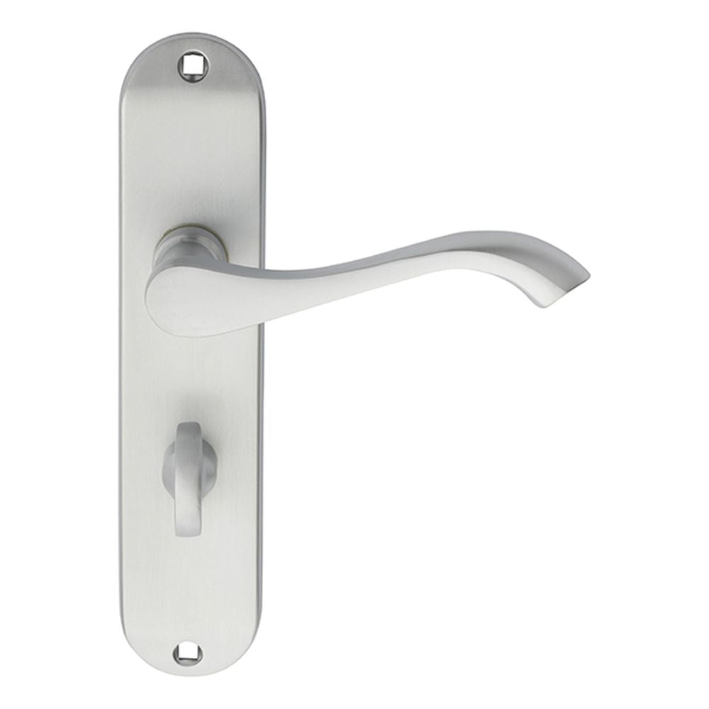 This is an image of a Carlisle Brass - Andros Lever on WC Backplate - Satin Chrome that is availble to order from Trade Door Handles in Kendal.