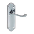 This is an image of a Carlisle Brass - Ashtead Lever on Latch Backplate - Polished Chrome that is availble to order from Trade Door Handles in Kendal.