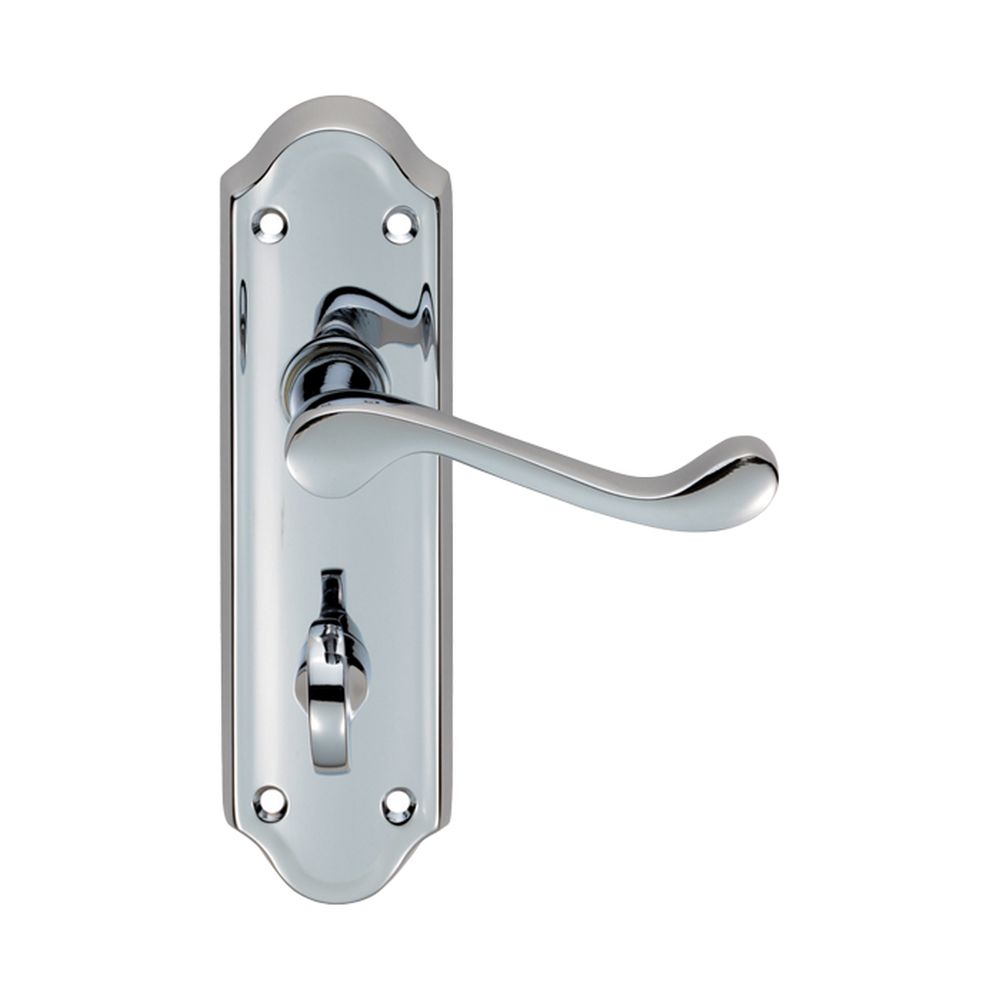 This is an image of a Carlisle Brass - Ashtead Lever on WC Backplate - Polished Chrome that is availble to order from Trade Door Handles in Kendal.