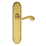 This is an image of a Carlisle Brass - Chesham Lever on Long Latch Backplate - Polished Brass that is availble to order from Trade Door Handles in Kendal.