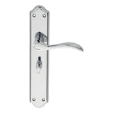 This is an image of a Carlisle Brass - Madrid Lever on Long WC Backplate - Polished Chrome that is availble to order from Trade Door Handles in Kendal.