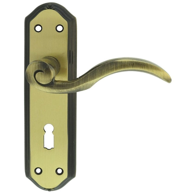 This is an image of a Carlisle Brass - Wentworth Lever on Lock Backplate - Florentine Bronze that is availble to order from Trade Door Handles in Kendal.