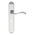 This is an image of a Carlisle Brass - Andros Lever on Long Lock Backplate - Polished Chrome that is availble to order from Trade Door Handles in Kendal.