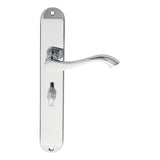 This is an image of a Carlisle Brass - Andros Lever on Long WC Backplate - Polished Chrome that is availble to order from Trade Door Handles in Kendal.