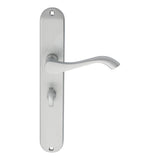 This is an image of a Carlisle Brass - Andros Lever on Long WC Backplate - Satin Chrome that is availble to order from Trade Door Handles in Kendal.