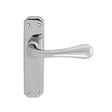 This is an image of a Carlisle Brass - Eden Lever on Latch Backplate - Polished Chrome that is availble to order from Trade Door Handles in Kendal.