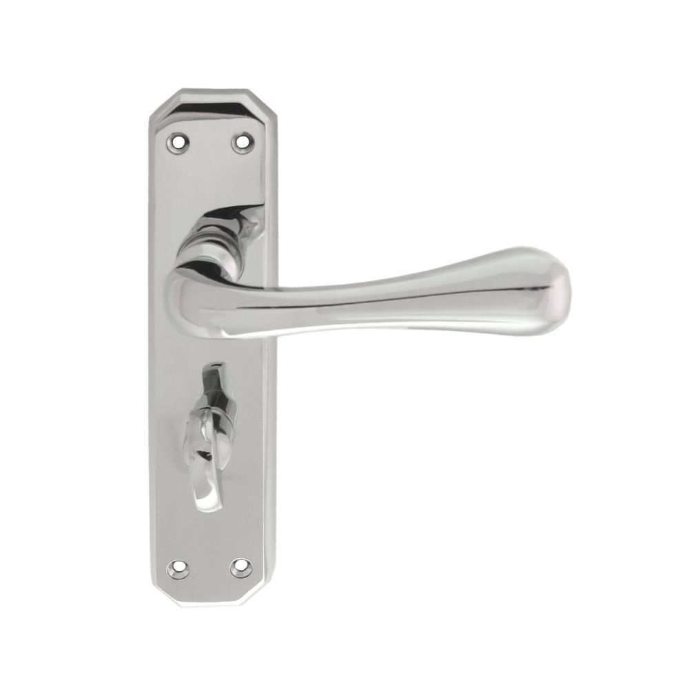 This is an image of a Carlisle Brass - Eden Lever on WC Backplate - Polished Chrome that is availble to order from Trade Door Handles in Kendal.