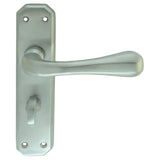 This is an image of a Carlisle Brass - Eden Lever on WC Backplate - Satin Chrome that is availble to order from Trade Door Handles in Kendal.