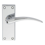 This is an image of a Carlisle Brass - Wing Lever on Short Latch Backplate - Polished Chrome that is availble to order from Trade Door Handles in Kendal.