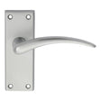 This is an image of a Carlisle Brass - Wing Lever on Short Latch Backplate - Satin Chrome that is availble to order from Trade Door Handles in Kendal.