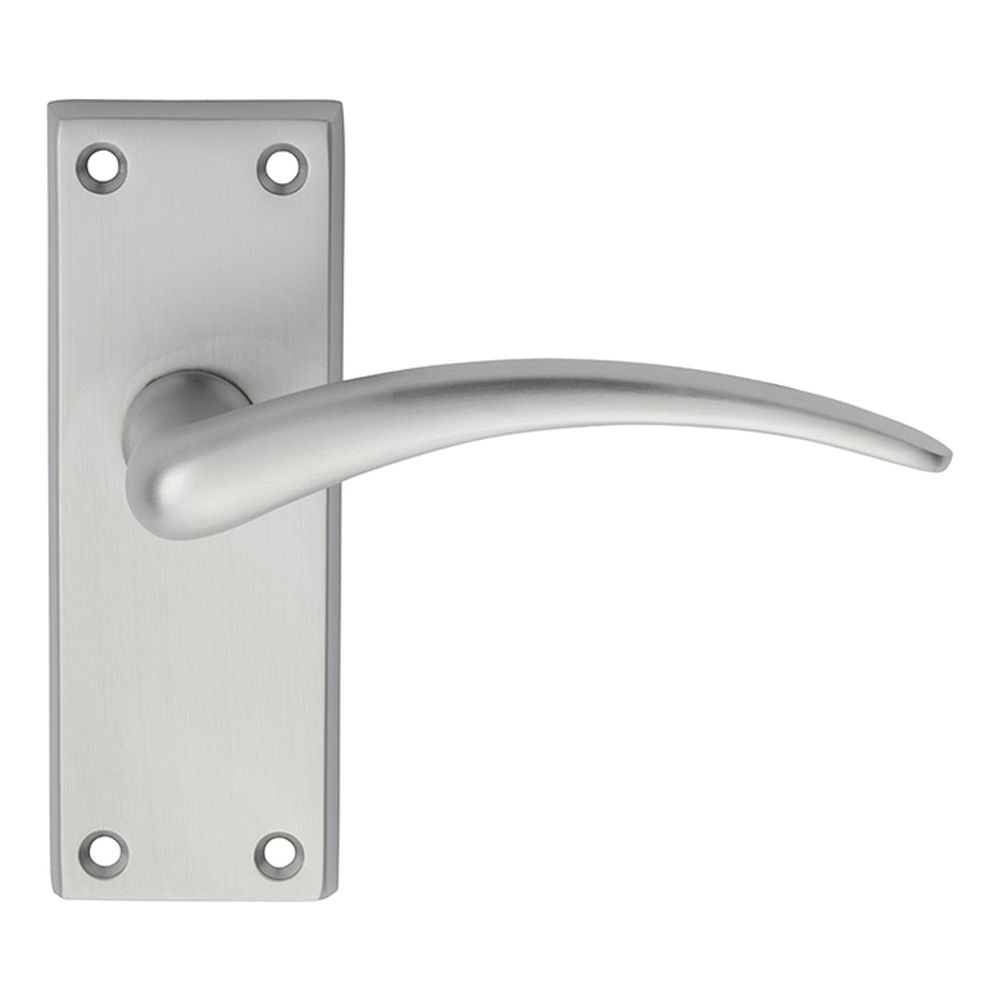 This is an image of a Carlisle Brass - Wing Lever on Short Latch Backplate - Satin Chrome that is availble to order from Trade Door Handles in Kendal.