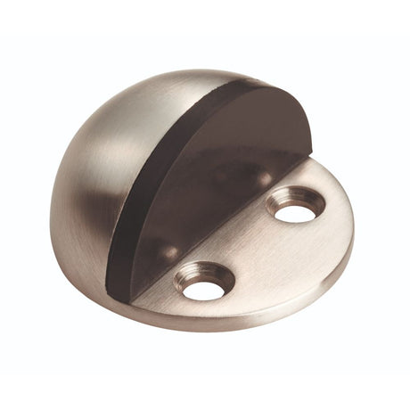 This is an image of a Eurospec - Floor Mounted Door Stop - Shielded (Small) - Satin Stainless Steel that is availble to order from Trade Door Handles in Kendal.