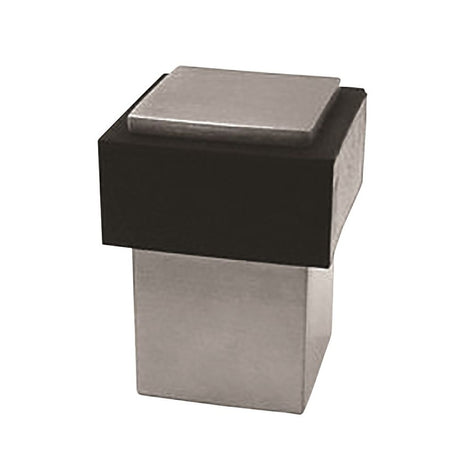 This is an image of a Eurospec - Steelworx Square Floor Door Stop - Satin Stainless Steel that is availble to order from Trade Door Handles in Kendal.