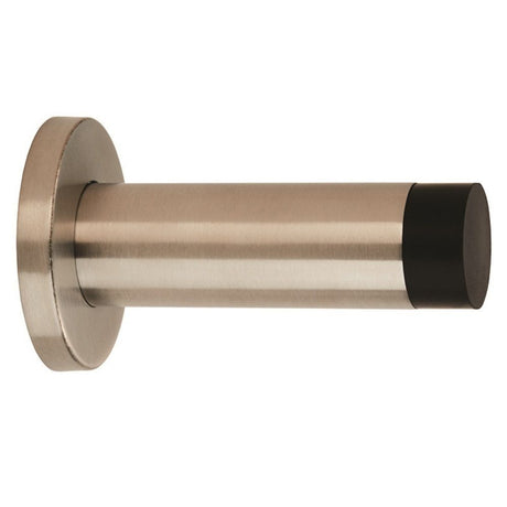 This is an image of a Eurospec - Steelworx Wall Mounted Door Stop 76mm - Satin Stainless Steel that is availble to order from Trade Door Handles in Kendal.