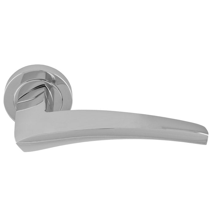 This is an image of a Manital - Dune lever on Round Rose - Polished Chrome du5cp that is availble to order from Trade Door Handles in Kendal.