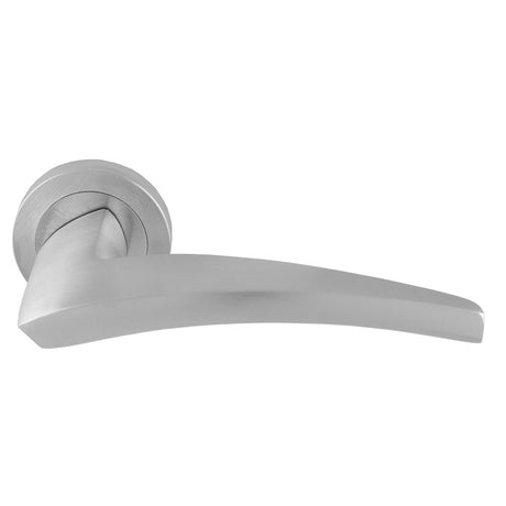 This is an image of a Manital - Dune lever on Round Rose - Satin Chrome du5sc that is availble to order from Trade Door Handles in Kendal.