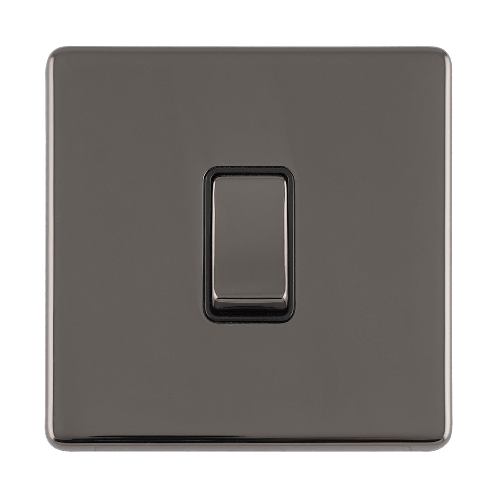 This is an image showing Eurolite Concealed 3mm 1 Gang 10Amp 2Way Switch - Black Nickel (With Black Trim) ecbn1swb available to order from trade door handles, quick delivery and discounted prices.