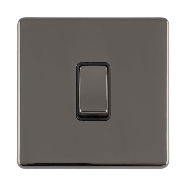 This is an image showing Eurolite Concealed 3mm 1 Gang 10Amp 2Way Switch - Black Nickel (With Black Trim) ecbn1swb available to order from trade door handles, quick delivery and discounted prices.