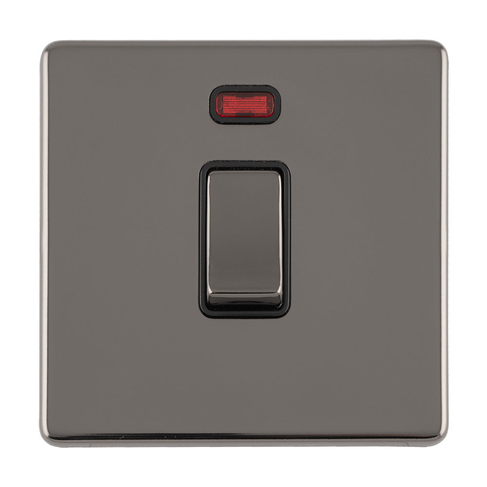 This is an image showing Eurolite Concealed 3mm 1 Gang 20Amp Dp Switch - Black Nickel (With Black Trim) ecbn20adpswnb available to order from trade door handles, quick delivery and discounted prices.