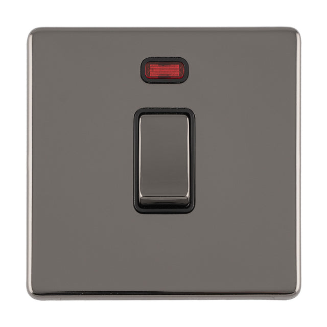 This is an image showing Eurolite Concealed 3mm 1 Gang 20Amp Dp Switch - Black Nickel (With Black Trim) ecbn20adpswnb available to order from trade door handles, quick delivery and discounted prices.