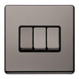 This is an image showing Eurolite Concealed 3mm 3 Gang 10Amp 2Way Switch - Black Nickel (With Black Trim) ecbn3swb available to order from trade door handles, quick delivery and discounted prices.