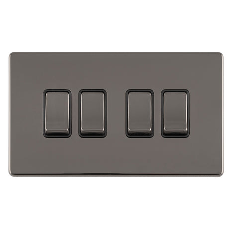 This is an image showing Eurolite Concealed 3mm 4 Gang 10Amp 2Way Switch - Black Nickel (With Black Trim) ecbn4swb available to order from trade door handles, quick delivery and discounted prices.