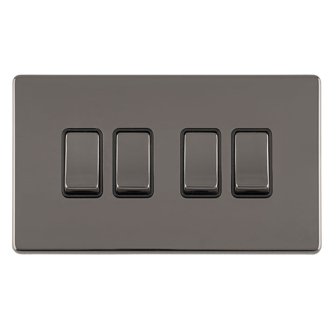 This is an image showing Eurolite Concealed 3mm 4 Gang 10Amp 2Way Switch - Black Nickel (With Black Trim) ecbn4swb available to order from trade door handles, quick delivery and discounted prices.