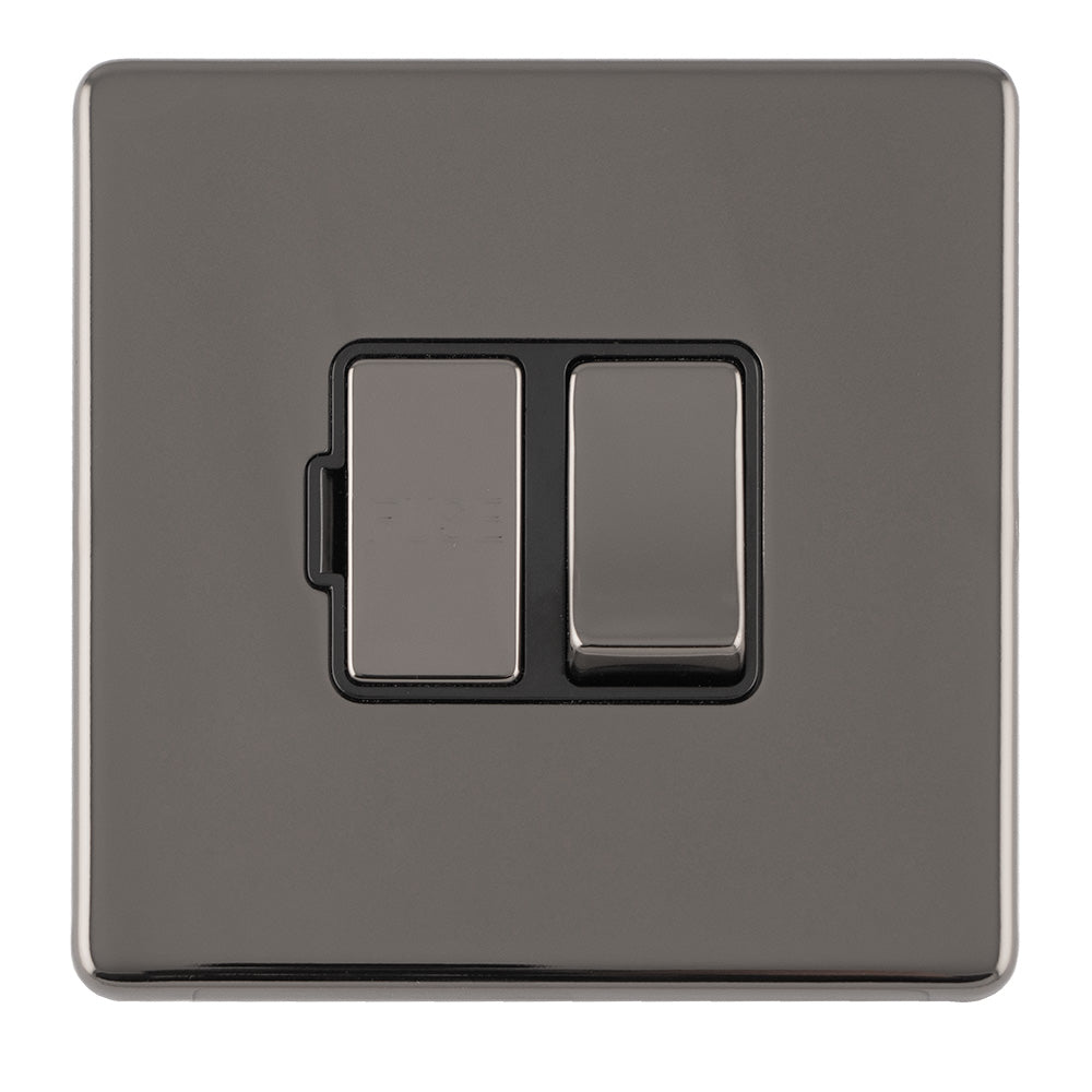 This is an image showing Eurolite Concealed 3mm 13Amp Switched Fuse Spur With Flex Outlet - Black Nickel (With Black Trim) ecbnswfb available to order from trade door handles, quick delivery and discounted prices.