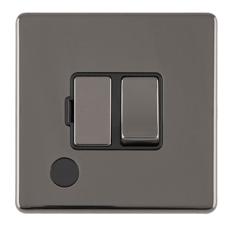 This is an image showing Eurolite Concealed 3mm 13Amp Switched Fuse Spur With Neon - Black Nickel (With Black Trim) ecbnswffob available to order from trade door handles, quick delivery and discounted prices.