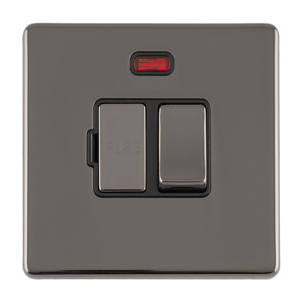 This is an image showing Eurolite Concealed 3mm 13Amp Switched Fuse Spur - Black Nickel (With Black Trim) ecbnswfnb available to order from trade door handles, quick delivery and discounted prices.