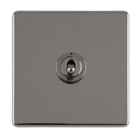 This is an image showing Eurolite Concealed 3mm 1 Gang 10Amp 2Way Toggle Switch Black Nickel Plate - Black Nickel (With Black Trim) ecbnt1sw available to order from trade door handles, quick delivery and discounted prices.