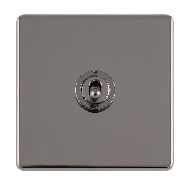 This is an image showing Eurolite Concealed 3mm 1 Gang 10Amp 2Way Toggle Switch Black Nickel Plate - Black Nickel (With Black Trim) ecbnt1sw available to order from trade door handles, quick delivery and discounted prices.