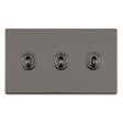 This is an image showing Eurolite Concealed 3mm 3 Gang 10Amp 2Way Toggle Switch Black Nickel Plate - Black Nickel (With Black Trim) ecbnt3sw available to order from trade door handles, quick delivery and discounted prices.