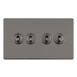 This is an image showing Eurolite Concealed 3mm 4 Gang 10Amp 2Way Toggle Switch Black Nickel Plate - Black Nickel (With Black Trim) ecbnt4sw available to order from trade door handles, quick delivery and discounted prices.