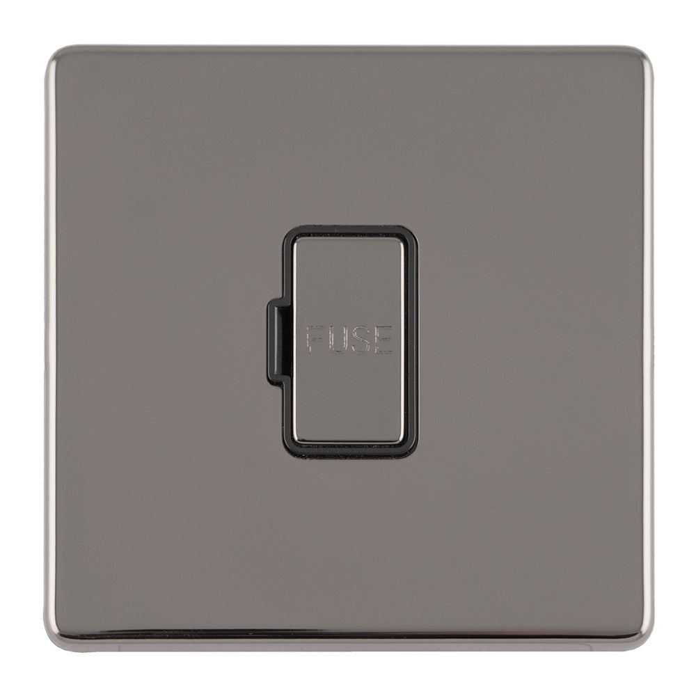 This is an image showing Eurolite Concealed 3mm 13Amp Unswitched Fuse Spur - Black Nickel (With Black Trim) ecbnuswfb available to order from trade door handles, quick delivery and discounted prices.