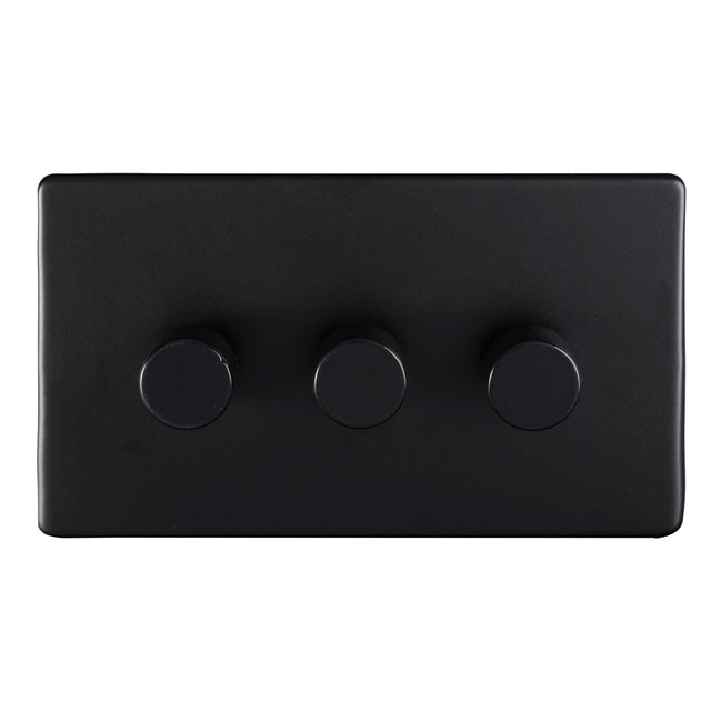 This is an image showing Eurolite 3 Gang Dimmer - Matt Blackecmb3dled available to order from trade door handles, quick delivery and discounted prices.