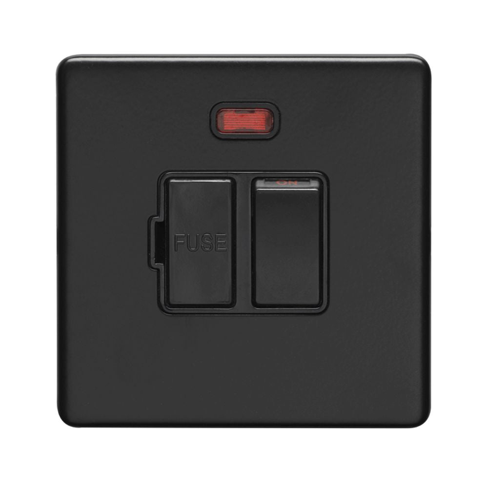 This is an image showing Eurolite Concealed 3mm Switched Fuse Spur - Matt Black (With Black Trim) ecmbswfnb available to order from trade door handles, quick delivery and discounted prices.