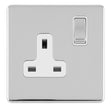 This is an image showing Eurolite Concealed 3mm 1 Gang 13Amp Dp Switched Socket - Polished Chrome (With White Trim) ecpc1sow available to order from trade door handles, quick delivery and discounted prices.