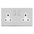 This is an image showing Eurolite Concealed 3mm 2 Gang 13Amp Dp Switched Socket - Polished Chrome (With White Trim) ecpc2sow available to order from trade door handles, quick delivery and discounted prices.