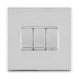 This is an image showing Eurolite Concealed 3mm 3 Gang 10Amp 2Way Switch - Polished Chrome (With White Trim) ecpc3sww available to order from trade door handles, quick delivery and discounted prices.