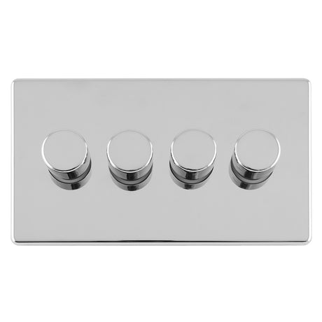 This is an image showing Eurolite Concealed 3mm 4 Gang Led Push On Off 2Way Dimmer - Polished Chrome (With White Trim) ecpc4dled available to order from trade door handles, quick delivery and discounted prices.